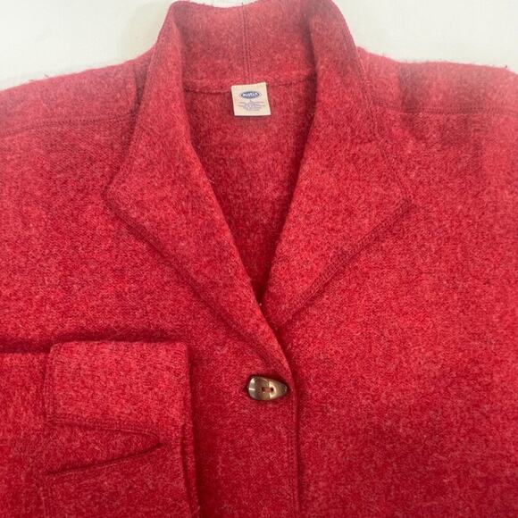 Austin Red Wool Button-Up Cardigan Jacket Lambs Wool Made Australia L - Picture 1 of 10